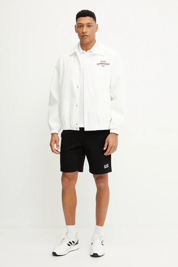 EA7 Emporio Armani polo męskie bawełniane z elastanem PJVUZ.8NPF16 biały SS26