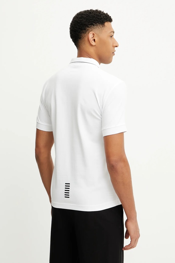Odzież EA7 Emporio Armani polo męskie bawełniane z elastanem PJVUZ.8NPF16 biały