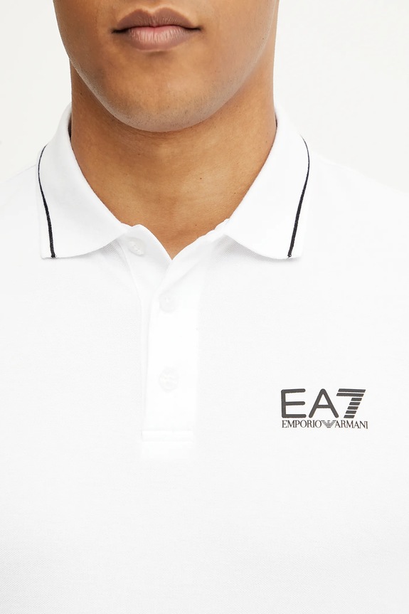 EA7 Emporio Armani polo męskie bawełniane z elastanem PJVUZ.8NPF16 biały