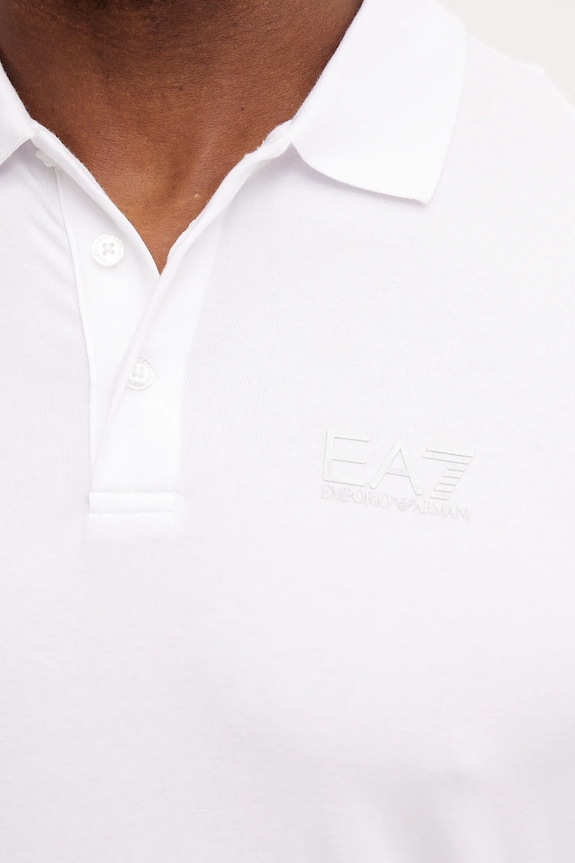 EA7 Emporio Armani polo tričko pánske bavlnené s elastanom biela PJVQZ.8NPF14