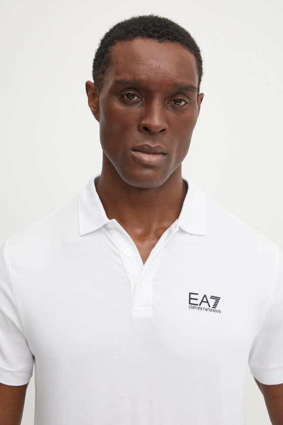 EA7 Emporio Armani polo bărbați din bumbac cu elastan regular alb PJVQZ.8NPF14