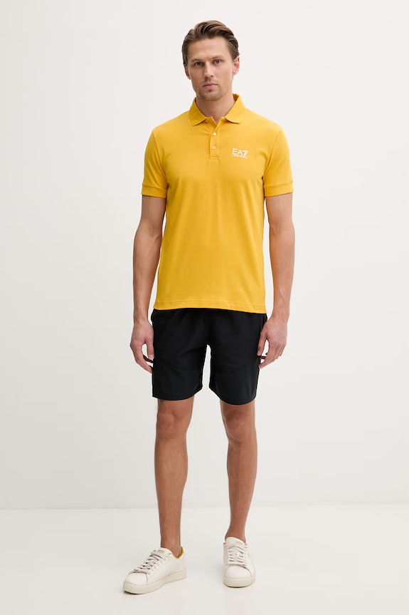 EA7 Emporio Armani polo bărbătesc din bumbac cu elastan PJVQZ.8NPF14 galben SS26