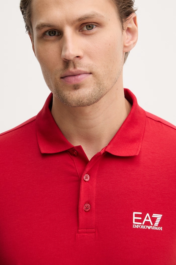 EA7 Emporio Armani polo bărbați din bumbac cu elastan rosu PJVQZ.8NPF14