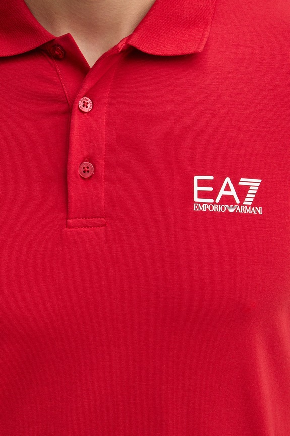 EA7 Emporio Armani polo bărbați din bumbac cu elastan PJVQZ.8NPF14 rosu