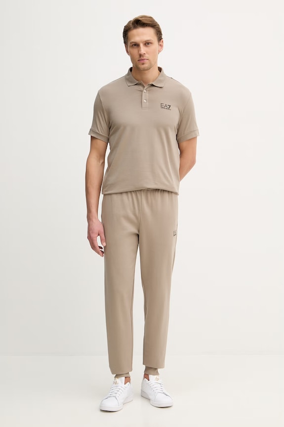 EA7 Emporio Armani polo bărbătesc bumbac cu elastan PJVQZ.8NPF14 bej SS26