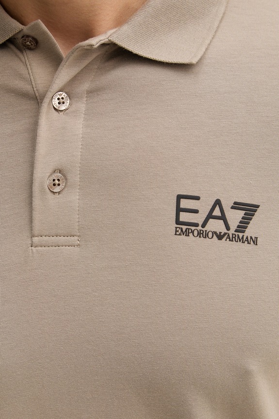 EA7 Emporio Armani polo bărbătesc bumbac cu elastan PJVQZ.8NPF14 bej