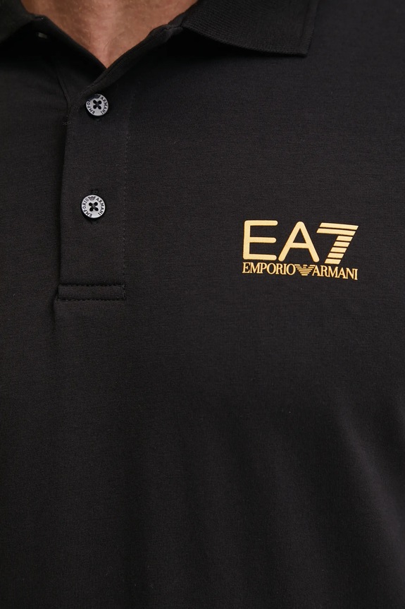 EA7 Emporio Armani polo tričko pánske bavlnené s elastanom PJVQZ.8NPF14 čierna