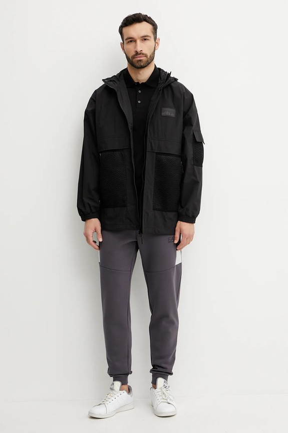 EA7 Emporio Armani polo bărbați bumbac cu elastan PJVQZ.8NPF14 negru SS26