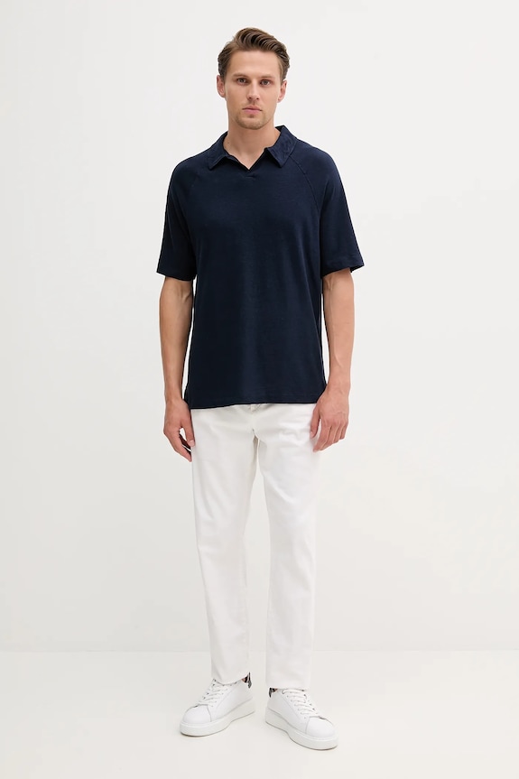 Plátěné polo tričko United Colors of Benetton 3UTFU302A námořnická modř SS25