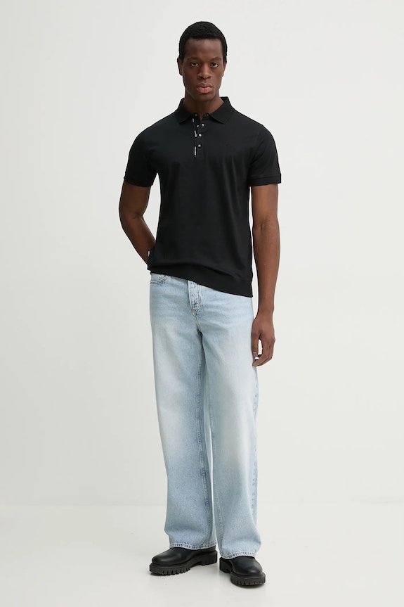 Bavlněné polo tričko Karl Lagerfeld 552200.745000 černá SS25