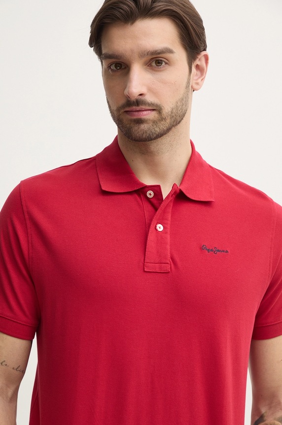 Pamučna polo majica Pepe Jeans ESSENTIAL POLO CONTRAST LOGO crvena PM542298