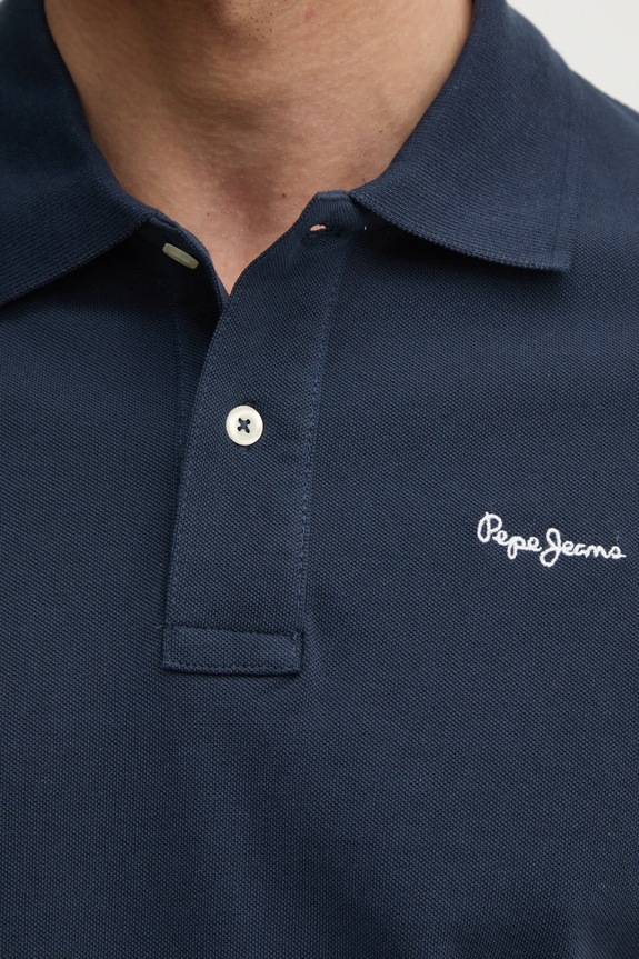 Pepe Jeans polo bawełniane ESSENTIAL POLO CONTRAST LOGO PM542298 granatowy