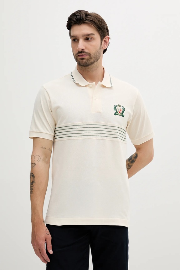 Lacoste polo in cotone applique beige PH0037