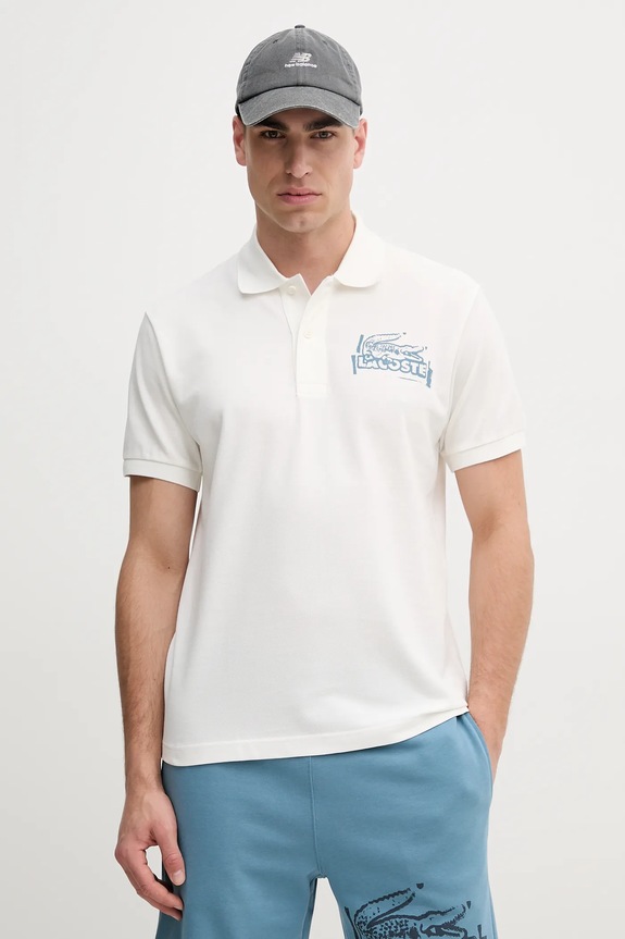 Lacoste pamut póló sima fehér PH0285