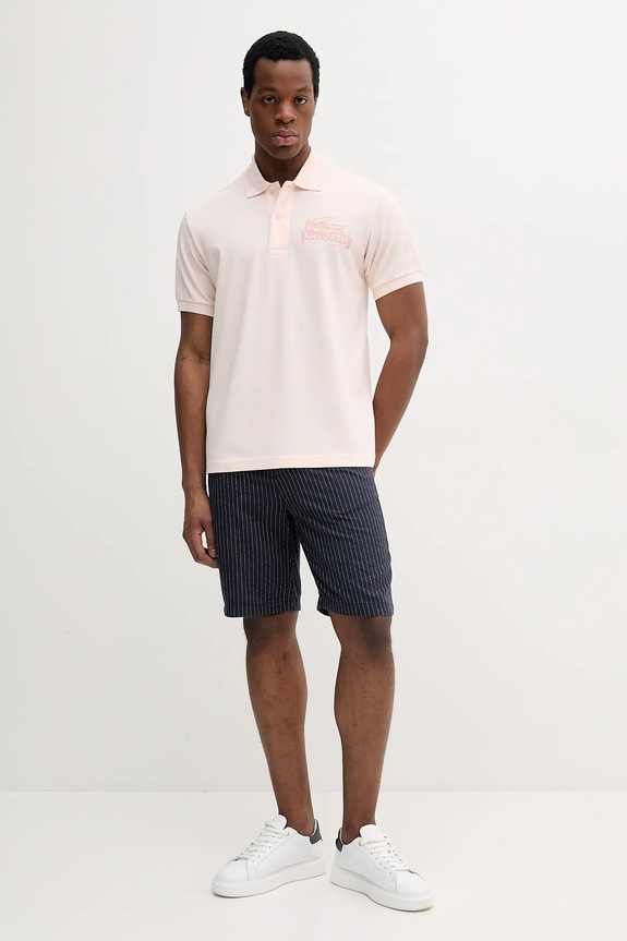 Lacoste polo bawełniane PH0285 beżowy SS25