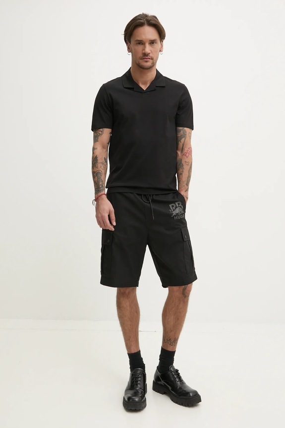 HUGO polo bawełniane 50542961 czarny SS26