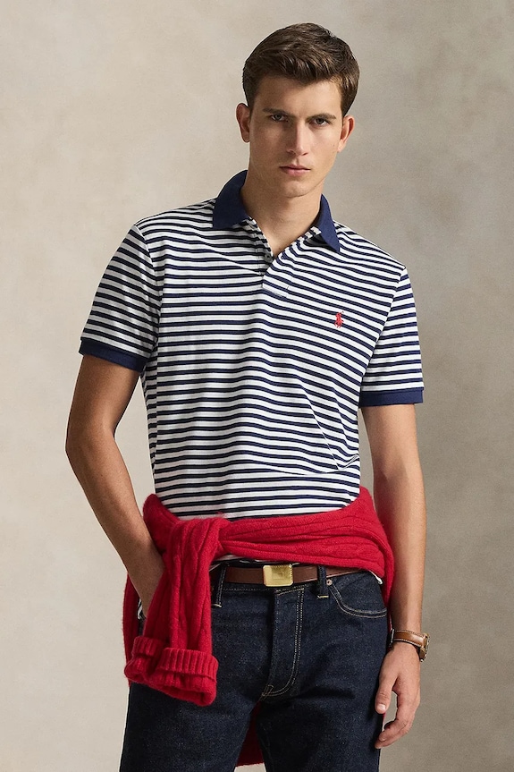 Бавовняне поло Polo Ralph Lauren slim темно-синій 710956682