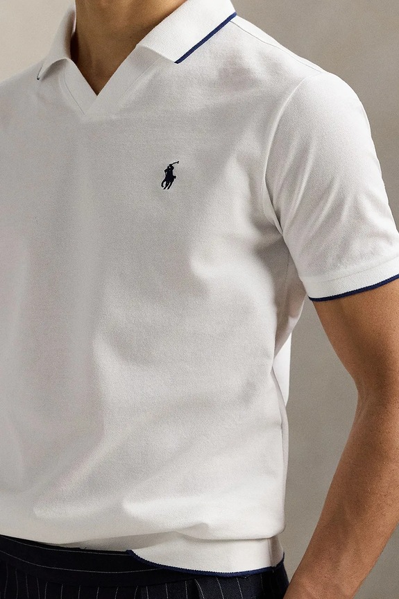 Βαμβακερό μπλουζάκι πόλο Polo Ralph Lauren λευκό 710964535