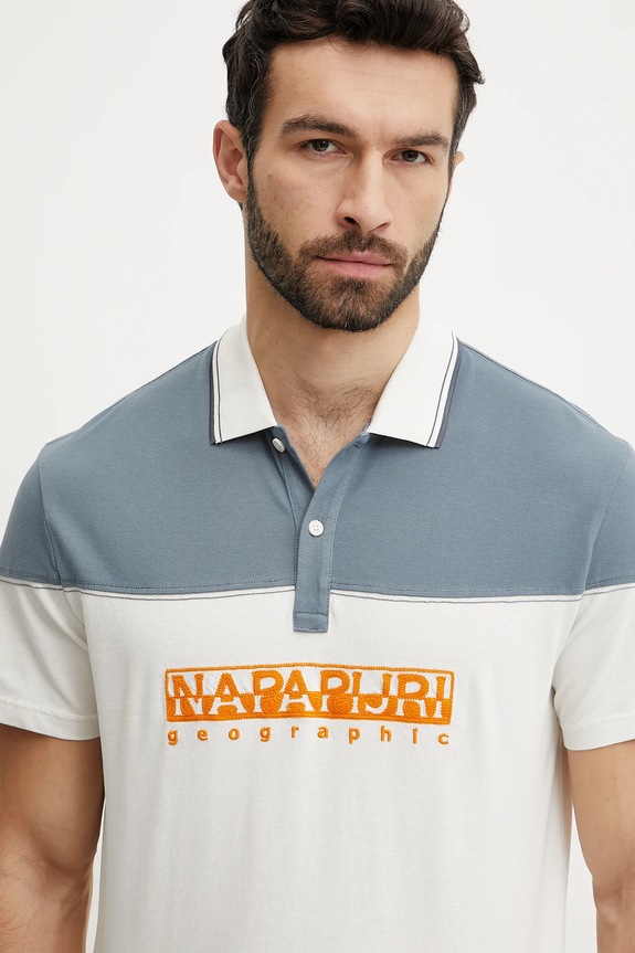 Bavlněné polo tričko Napapijri E-Saturnia béžová NP0A4IDDN1A1