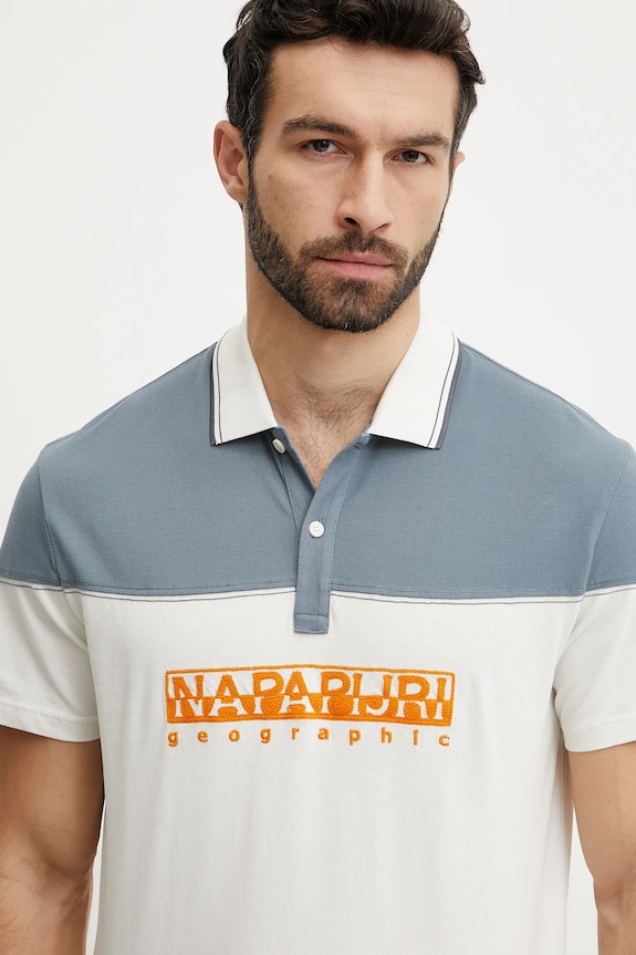 Bavlněné polo tričko Napapijri E-Saturnia béžová NP0A4IDDN1A1