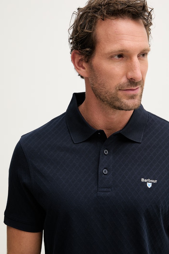 Barbour polo da uomo in cotone Sutton Tailored Fit Polo Shirt blu navy MML1459