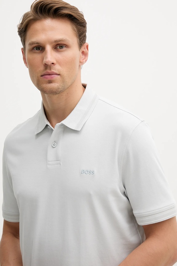 Oblečenie Bavlnené polo tričko BOSS Orange Pe_Interlock 50520109 sivá