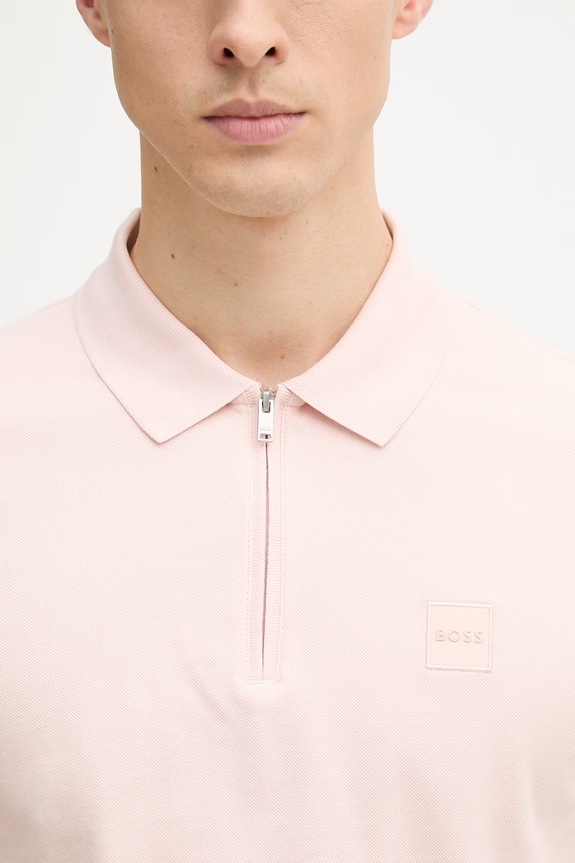 BOSS Orange polo bărbați cu bumbac 50537507 roz