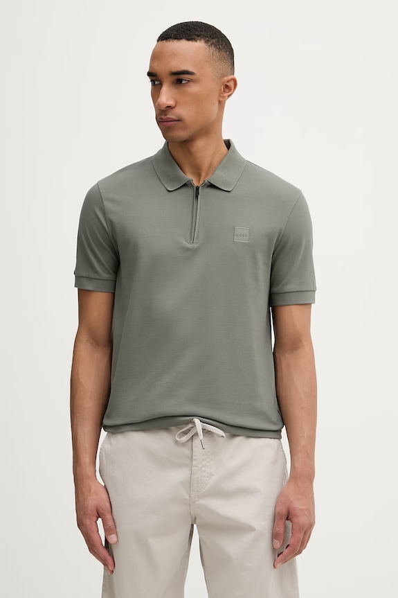 BOSS Orange polo tričko pánske s bavlnou zelená 50537507