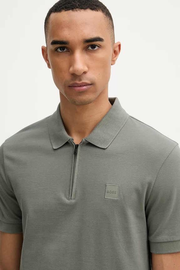 BOSS Orange polo tričko pánske s bavlnou zelená 50537507