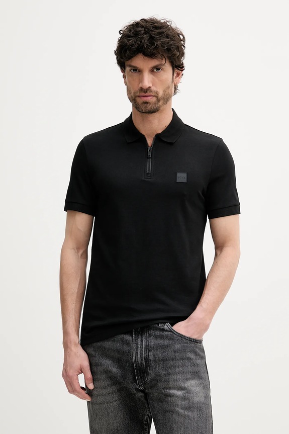 BOSS Orange polo da uomo con cotone semplice nero 50537507