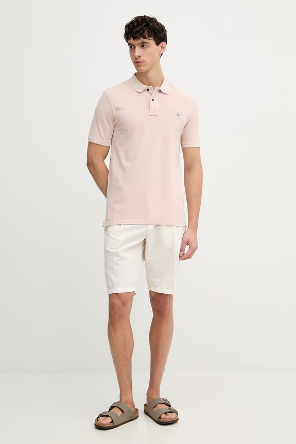 Bavlněné polo tričko Guess M2YP24.KC9T1 růžová SS26