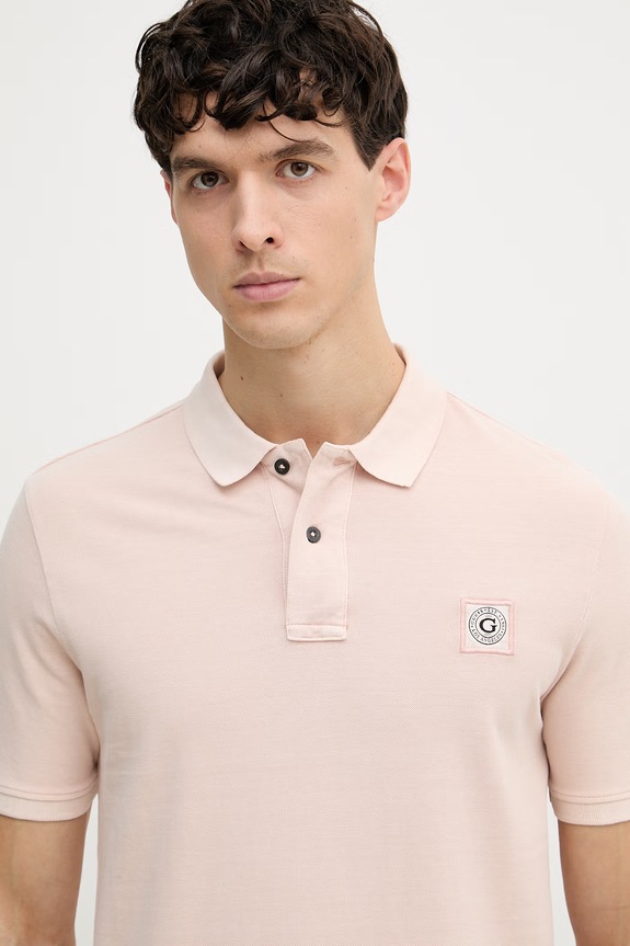 Bavlněné polo tričko Guess růžová M2YP24.KC9T1