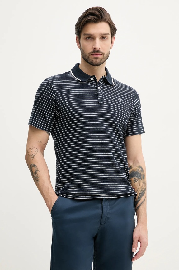 Pamučna polo majica Guess Planet friendly mornarsko plava M5GP06.KCSH1
