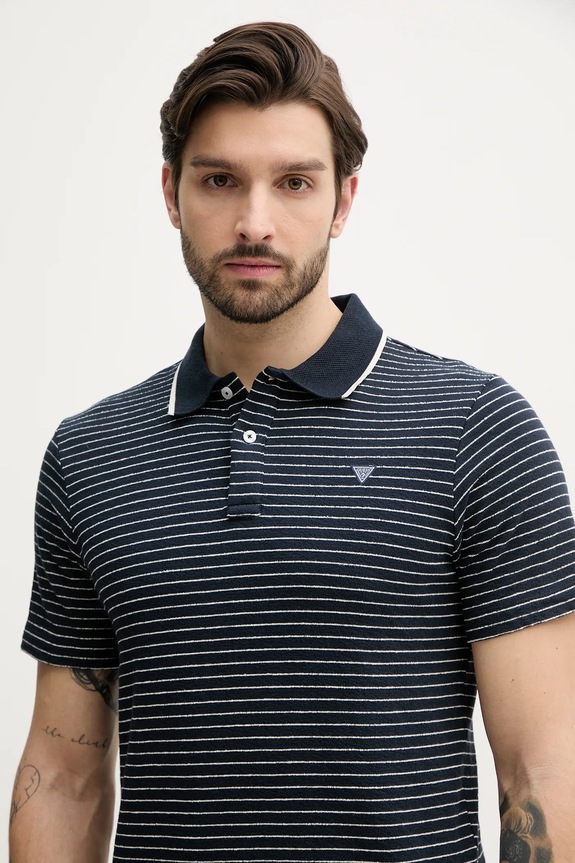 Pamučna polo majica Guess mornarsko plava M5GP06.KCSH1