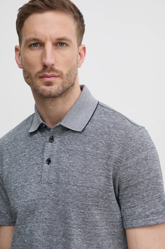 BOSS polo lniane szary 50537501
