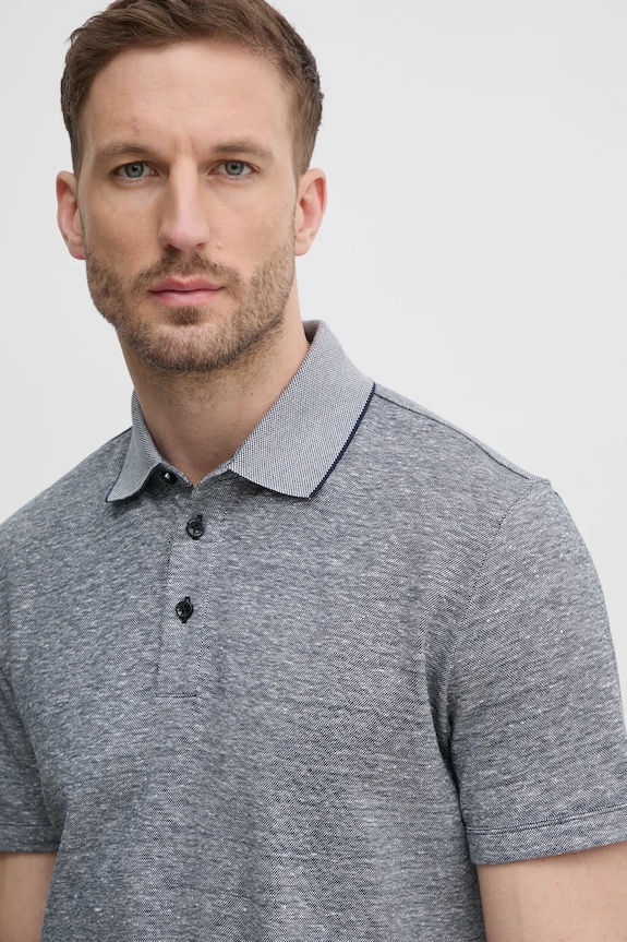 BOSS polo lniane szary 50537501