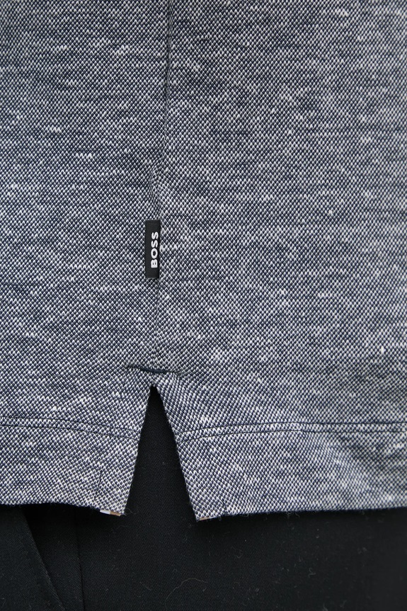 BOSS polo lniane 50537501 szary