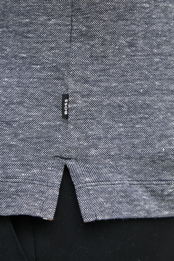 BOSS polo lniane 50537501 szary