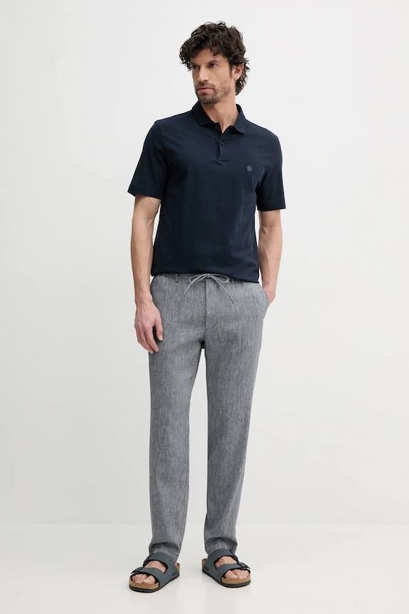 Bombažen polo BOSS 50539814 mornarsko modra SS25