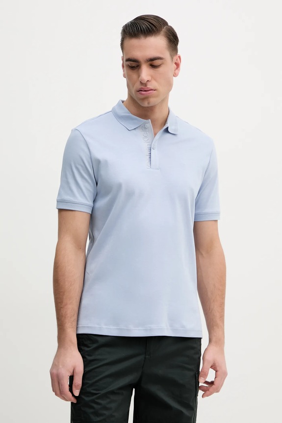 Calvin Klein polo bawełniane niebieski K10K114135