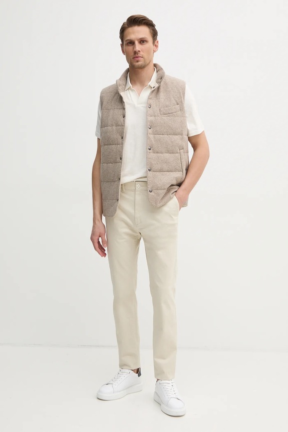 Polo majica s dodatkom lana Calvin Klein K10K114136 bež SS25