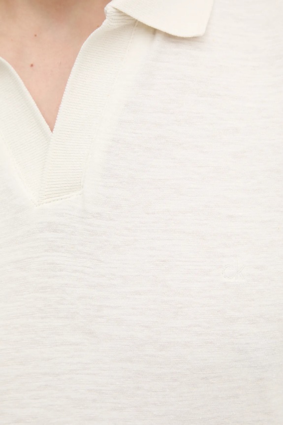 Polo majica s dodatkom lana Calvin Klein K10K114136 bež