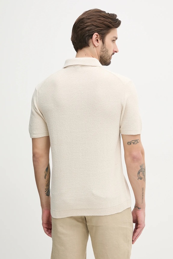 Ρούχα Πόλο με μείγμα με λινό Calvin Klein K10K114463 μπεζ