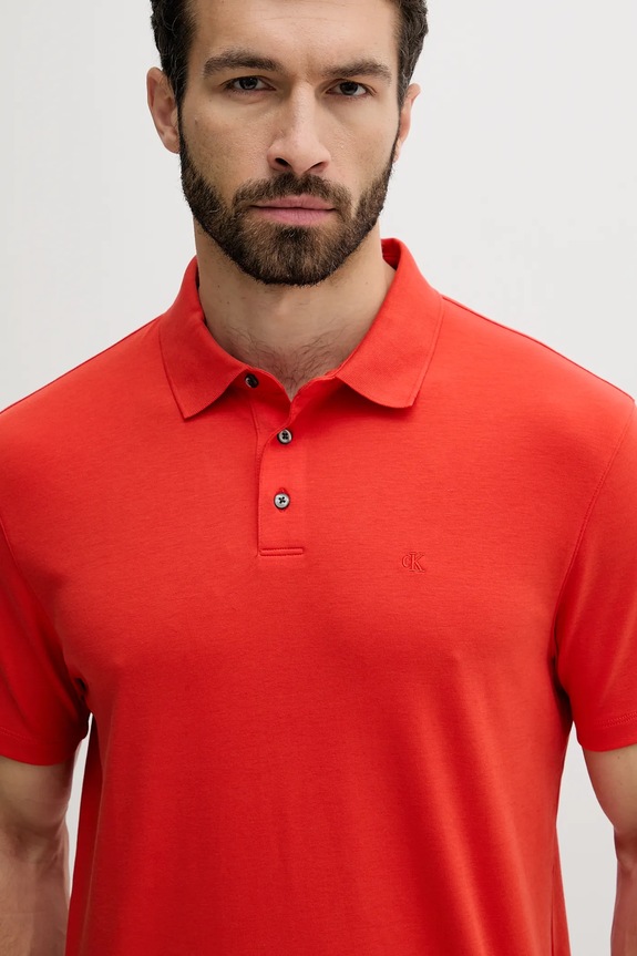 Oblečenie Calvin Klein polo tričko pánske bavlnené LV04LB276G červená