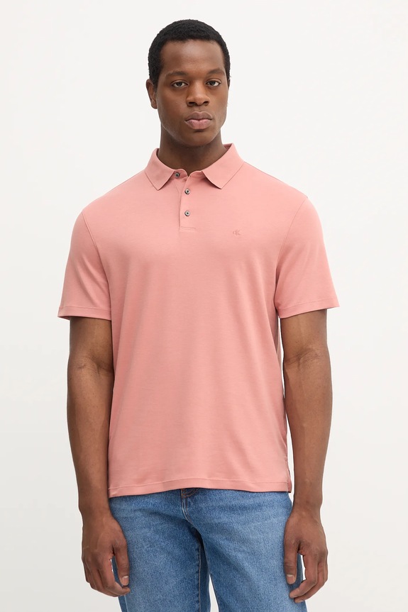 Calvin Klein polo tričko pánske bavlnené jednofarebný oranžová LV04LB276G