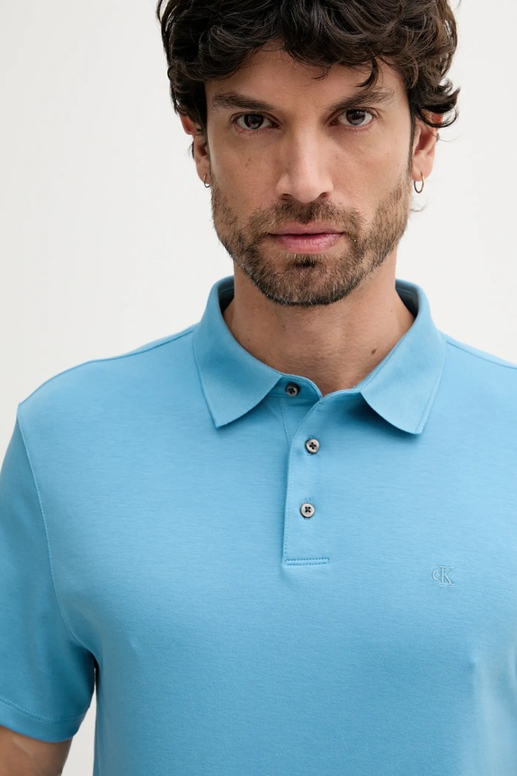 Odzież Calvin Klein polo męskie bawełniane LV04LB276G niebieski