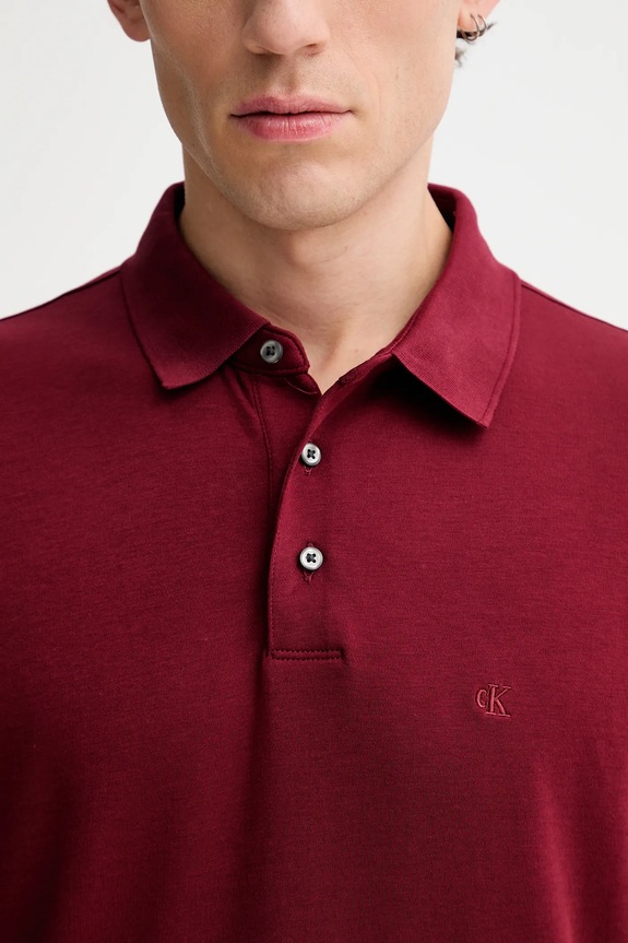 Calvin Klein polo tričko pánske bavlnené LV04LB276G burgundské
