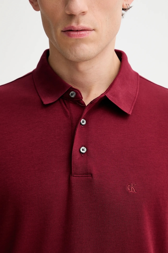 Calvin Klein polo tričko pánske bavlnené LV04LB276G burgundské