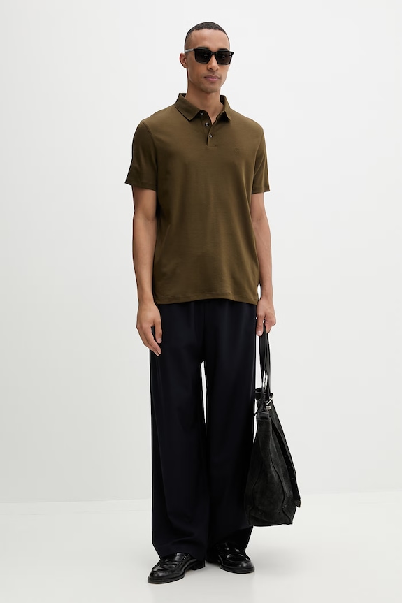 Calvin Klein polo bărbați din bumbac LV04LB276G verde SS26