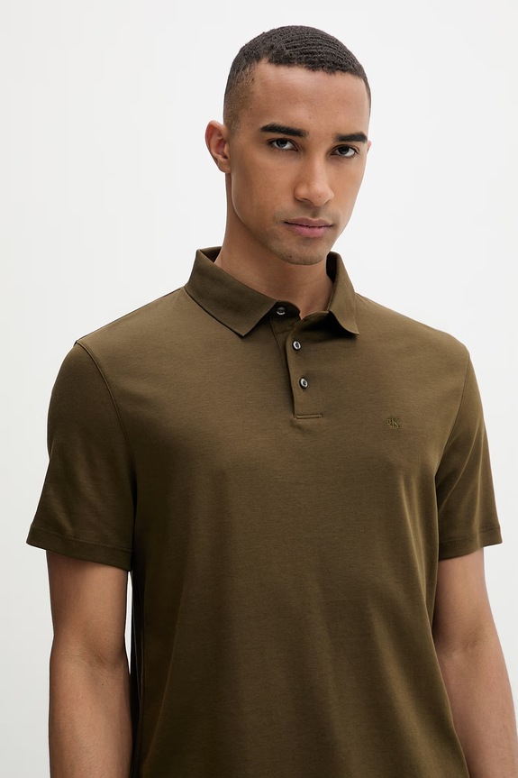 Calvin Klein polo bărbați din bumbac verde LV04LB276G